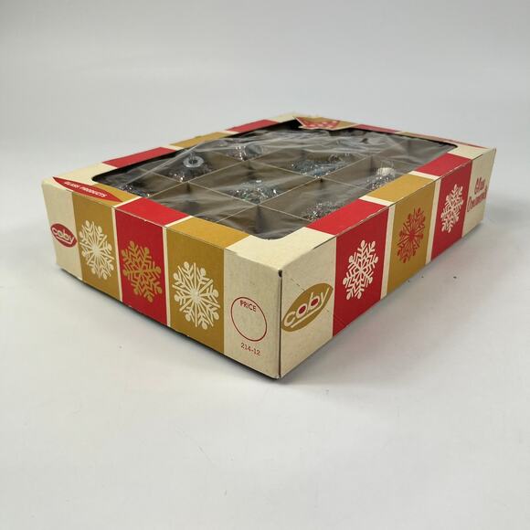 Vtg Decorated Shiny Brite Glitter Shard Glass Ornaments Set of 12 Mixed USA - Picture 15 of 16